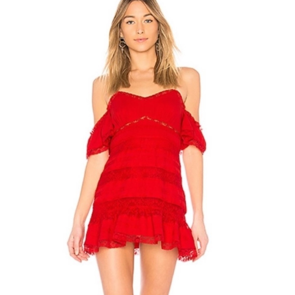 NWT X By NBD Red Lace Midi Dress 🍒📸
